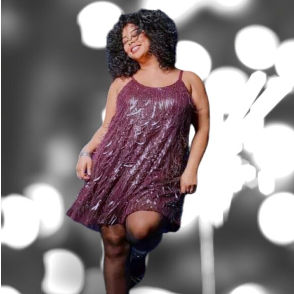 Torrid Flapper Style Fringe Sequin Purple and Gold Shift Dress Size 2X NWT - Picture 1 of 10